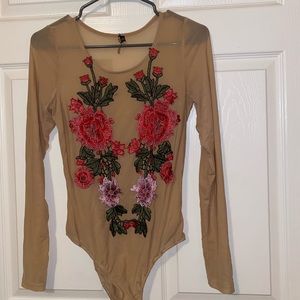 Sheer flowered bodysuit